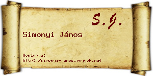 Simonyi János névjegykártya